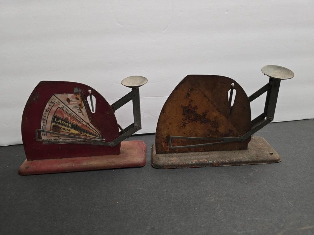 Vintage Metal Egg Weight Scale - Primitive- set of 2