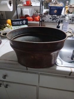 Large Antique Copper Wash Basin Tub
