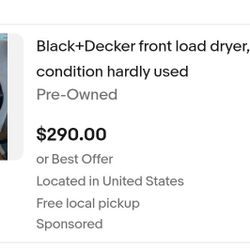 PORTABLE BLACK N DECKER DRYER EASY 🔌 NO GAS HOOK TO P NEEDED JUST PLUG AND READY TO USE. SUPER LOW IN PRICE FOR THE QUALITY IT DELIVERS. WILL DELIVER