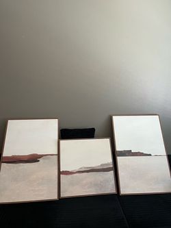 Set of 3 Abstract Landscape Framed Canvas Prints