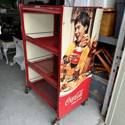 Vintage Coca~Cola Rolling Retail Cart. Ours is a heavy duty cart on smoothly rollingf rubber Wheels