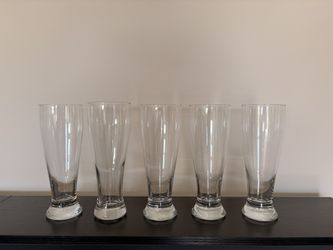 Five - 9 inch tall Pilsner glasses