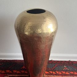 Vintage Hammered Brass Vase Large! 