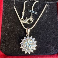 Flawless Silver Necklace With 4 CT VVS1 Moissanite Pendant GRA Certified 