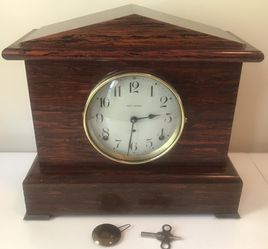 Antique Seth Thomas Mantle Shelf Clock Gong Strike Deco 8 Day Concave Glass