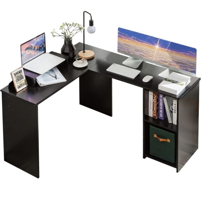 acomfiday L Shaped Desk 52" Computer Corner Desk, Home Gaming Desk, Wood Office workstation New