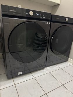 Bespoke Ultra Capacity Front Load Washer and Electric Dryer in Brushed Black
