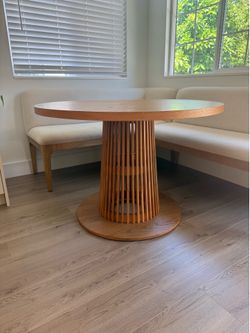 New Modern Round Oak Pedestal Dining Table nook Table Orig $330