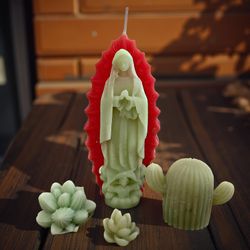 Pure Beeswax Virgen Guadeloupe Candle Set