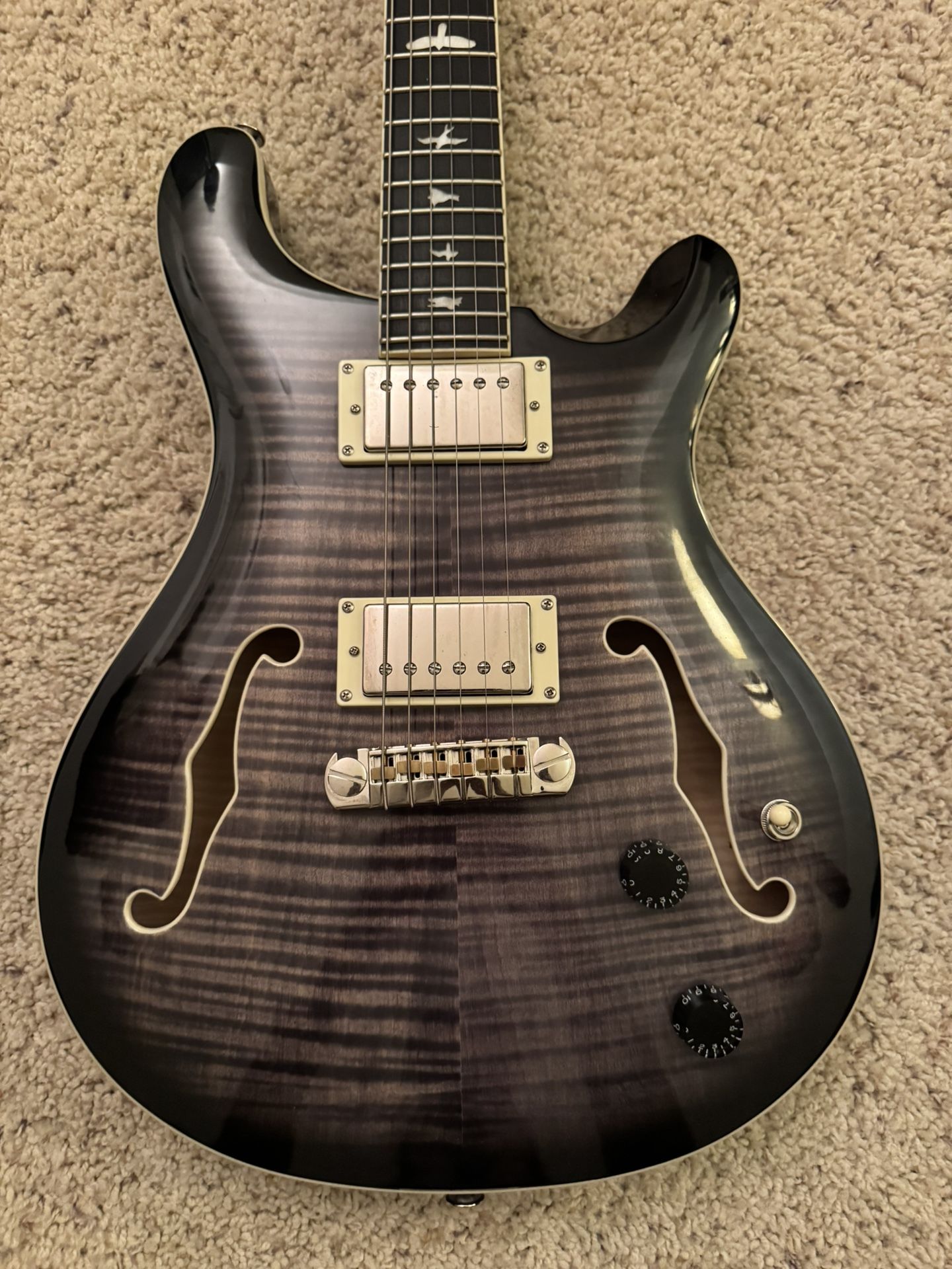 PRS SE Hollowbody Electric Guitar Charcoal Burst