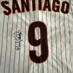 Signed:Benito Santiago SD #9 Hall Of Fame SGA Shirt Jersey 