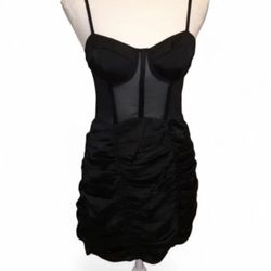 Zara Sheer Mesh Corset Ruched Mini Dress  Excellent Condition  Size Large   If you have any questions about sizing or shipping pls feel free to reach 