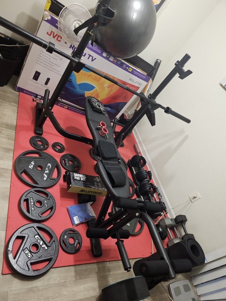Adjustable Weight Bench With Rack (Weights Not Included)