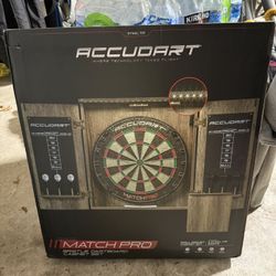 BRAND NEW Accurate Dart Board with Cabinet & LED Lights. Unopened