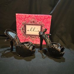 Starry Night Black Sequin Peeptoe Heel Brand New