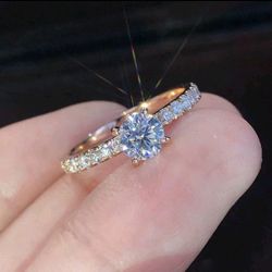 European & American Simple Style Engagement Ring – Zinc Alloy/Gold Color