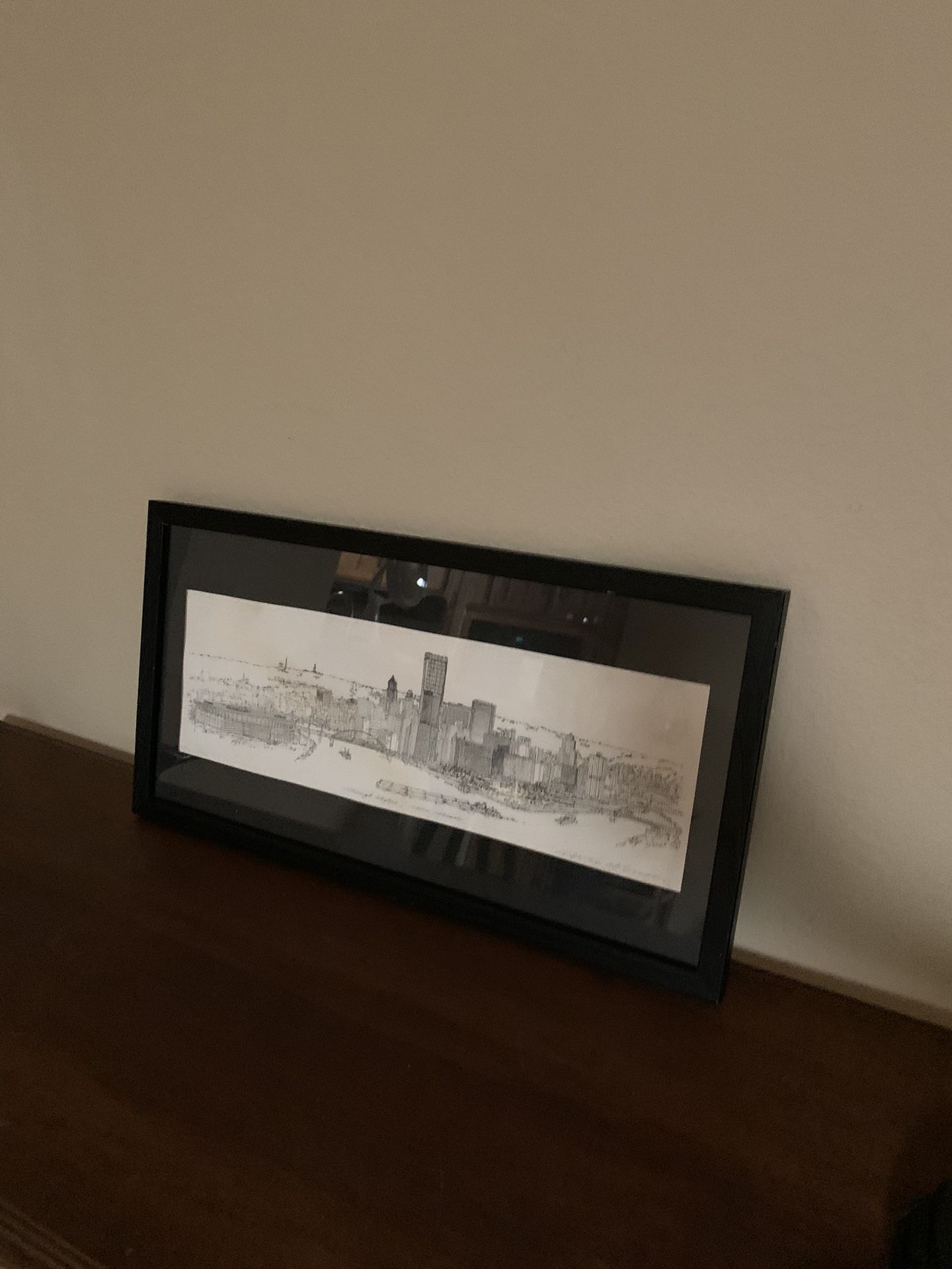 Pittsburg skyline etching by Artist Nevin Robinson