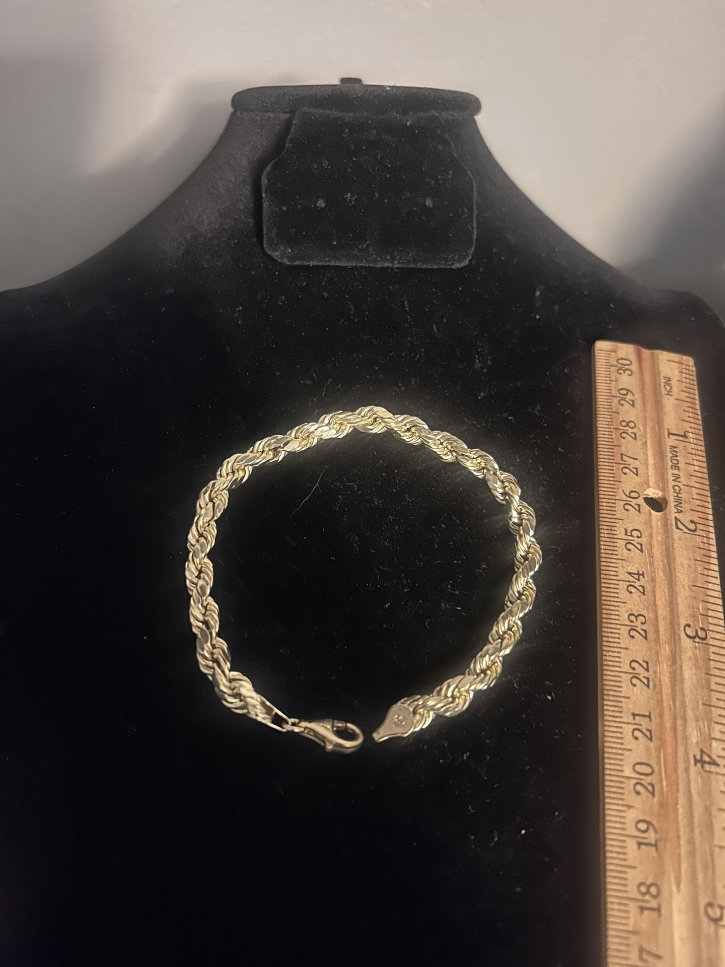  10k Gold Rope Chain Bracelet 7.5 Grams 8.5 Inch 6.4mm VERY THICK! Hollow Pulso De Oro Dorsal 