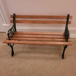 Vintage Children's Cast Iron & Wood Park Bench