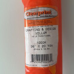 Clearprint 36" × 20 Yards 1000H Design Vellum Roll, 16 Ib., 100% Cotton,