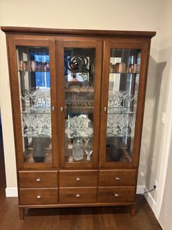 Ethan Allen cherry Liquor Display Cabinet