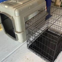 Two Dog Crate/Pet Kennels. And One Pet Fence.