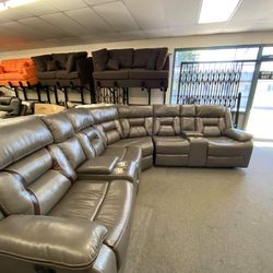 New Gray Power Recliner Sectional Couch Only $50 Down Payment 