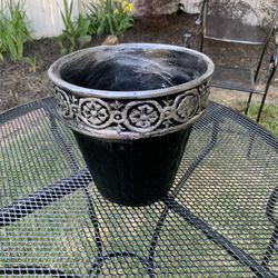 Black With Silver Accents Planters