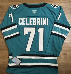 San Jose Sharks Celebrini Teal Jersey Stitched 