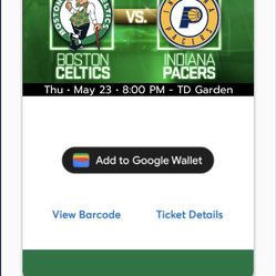 Boston Celtics VS Indiana Pacers (Game 2, Boston Home Game 2) tickets today at TD Garden today at 8:00PM.