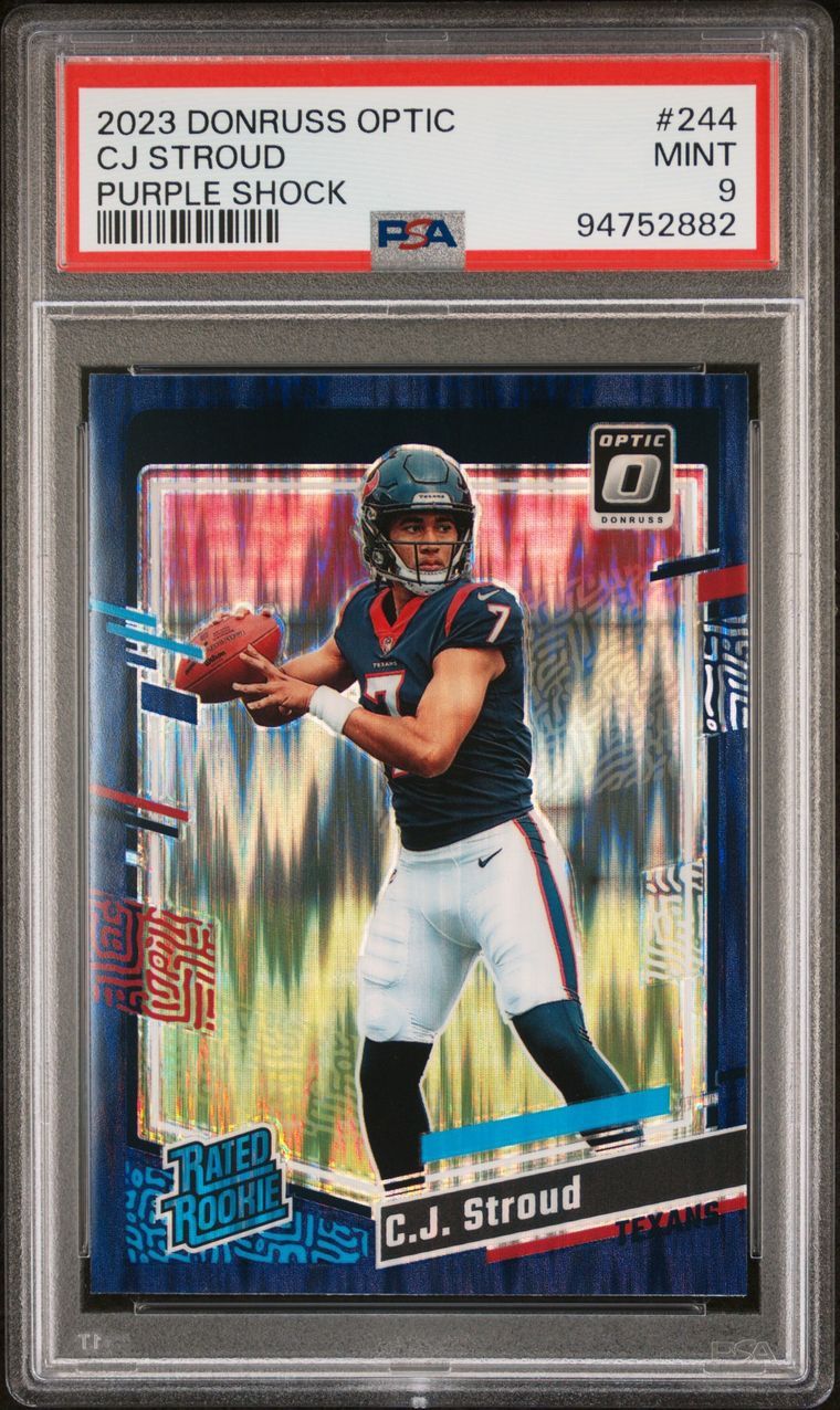 2023 Donruss Optic CJ Stroud Rated Rookie Purple Shock #244 PSA 9 Houston Texans