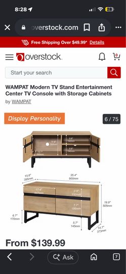 WAMPAT Modern TV Stand Entertainment Center TV Console with Storage Cabinets