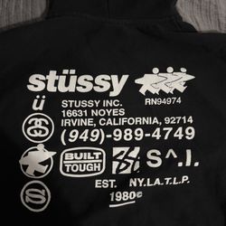 Stussy Black Graphic Design Zip Up Hoodie