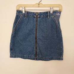 HOLLISTER Denim Blue Women's Mini Skirt Full Zipper Ultra High Rise size 1