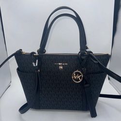 NWT Sullivan Small Logo Top-Zip Michael Kors Black Tote Bag