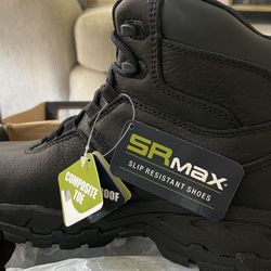 SAFETY STEEL TOE  & SLIP RESISTANCE  WOMEN  BLACK WORK  BOOTS SIZE 7.5 - New In Box