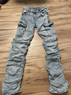 SHEIN Ruched Cargo Denim Jeans