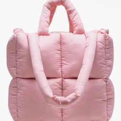 Pink puffer bag
