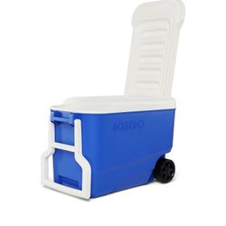 Igloo Wheelie Cool 38 QT Hard Sided Rolling Cooler 53-Can Capacity Blue