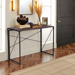 Free Shipping-Homy Casa HARPER Folding Desk – 39” Wood & Metal Table – Compact & Versatile – Home Office Ready – 20% OFF Until Sept 30th