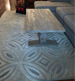 Tan and blue area rug  7x9