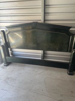 Green bed frame an dresser an mirror