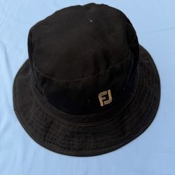 FootJoy DryJoys Black Bucket Hat X-Large Golf Embroidered Log