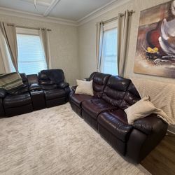 Leather Love Seat And Sofa For Sale