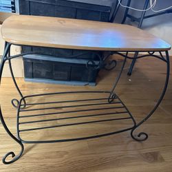 Longaberger Wrought Iron Hope Chest Stand Table w Wood Shelf 
