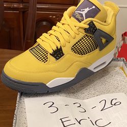 2021 NIKE AIR JORDAN 4 RETRO LIGHTNING size 10 HIBBETT RECEIPT