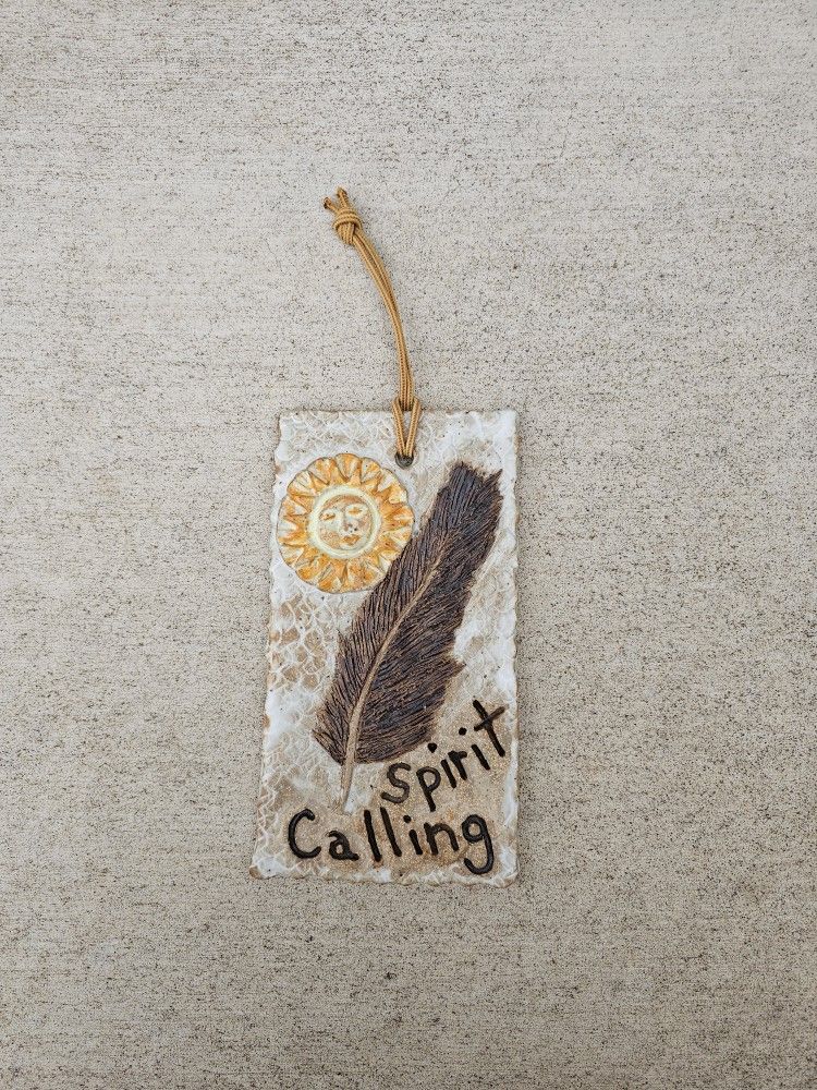 Spirit Feather Stoneware Garden Wall Yard Art Piece
