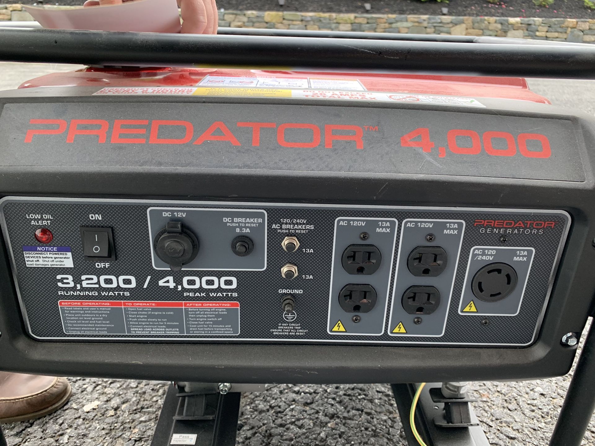 Brand new Predator 4,000 generator