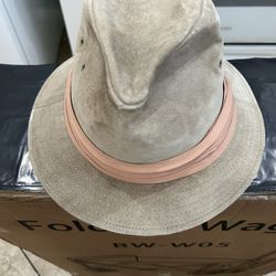 Vintage Tan Suede Hat Peach Trim Mens Size Medium Authentic Styles Made In USA