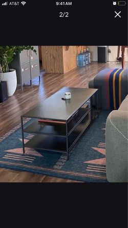 Black Metal Coffee Table with Two Shelves